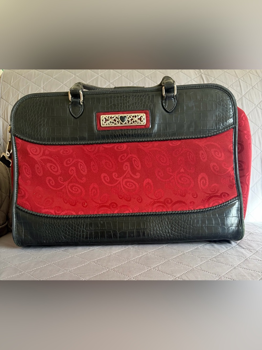 Vintage Brighton Weekender carry-on Luggage Ruby Red black trim Travel Bag